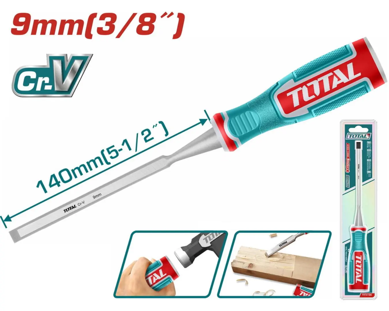 THT4196 - ازميل خشب عرض 9 مم طول 140مم TOTAL