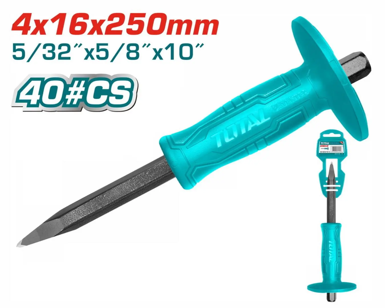 THT4221026 - ازميل حجر مكوشك شوكة عرض الراس 16 مم طول 25 سم TOTAL