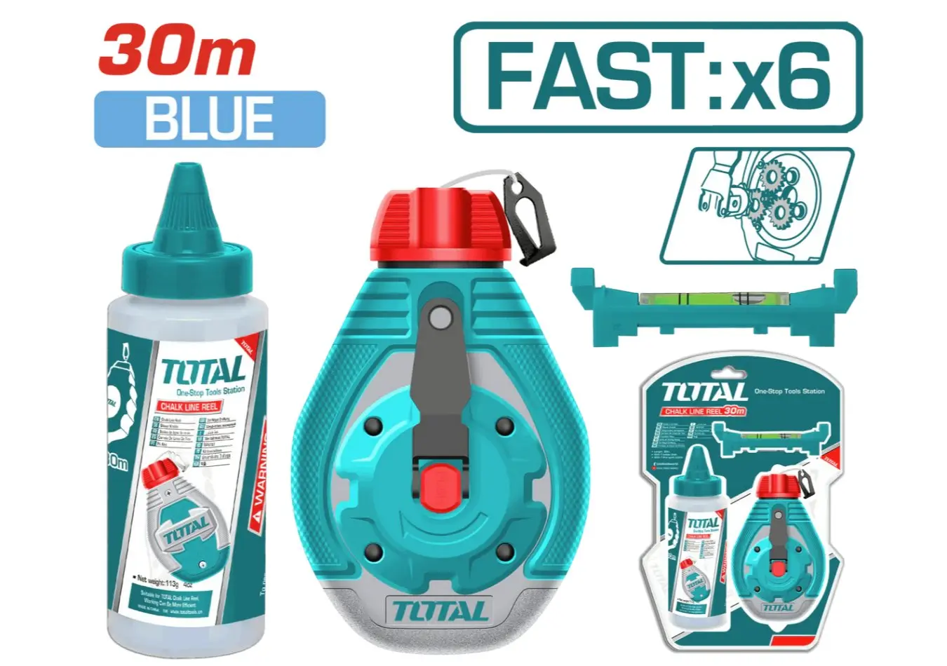 THT666301 - شقلة خيط 30 متر سريعة X6 مع عبوة مواد + زيبق TOTAL