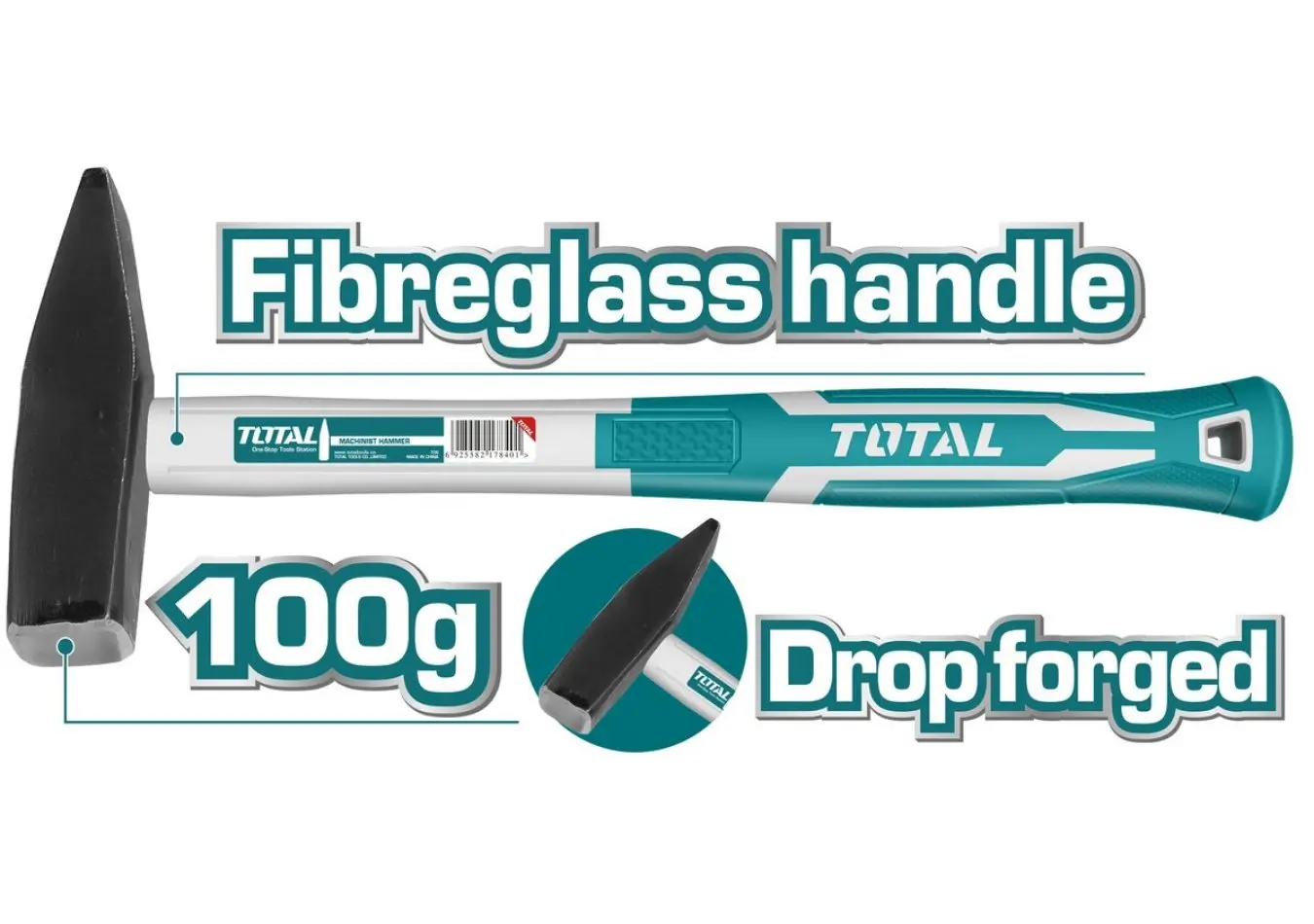 THT711006 - مطرقة حديد 100 غرام يد فيبر غلاس ماركة TOTAL