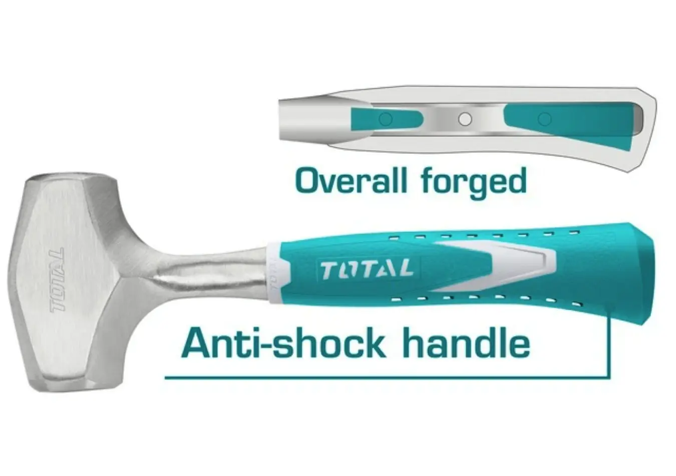 مطرقة حجر 1800 غرام HANDLE يد حديد بالكامل ماركة TOTAL