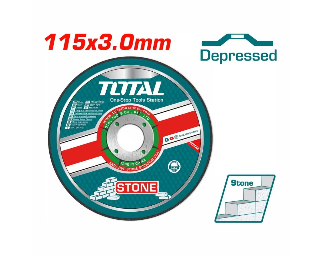 ديسك قص حجر 4.5 انش سماكة 3 ملم TOTAL رطب+جاف