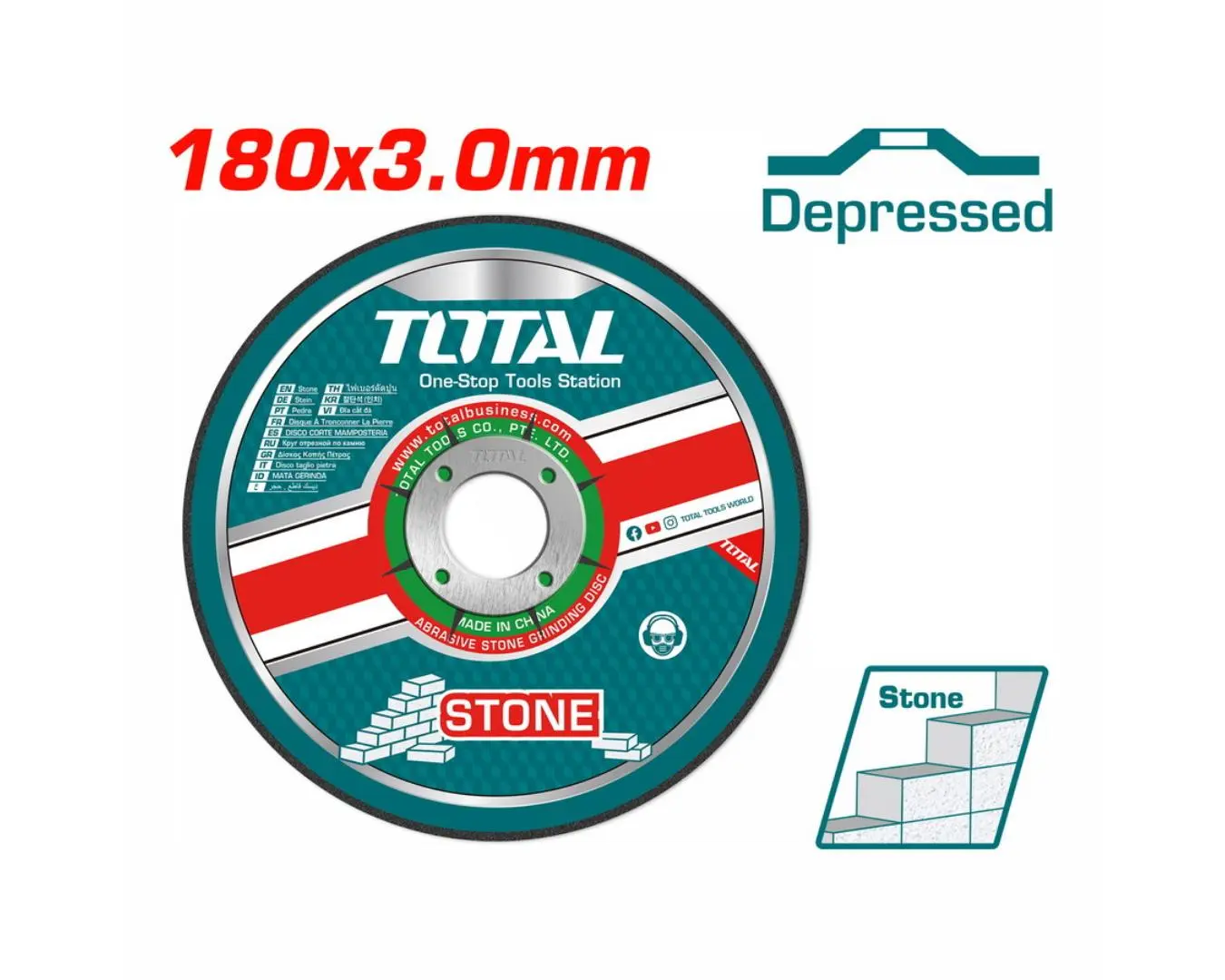 ديسك قص حجر 7 انش سماكة 3 ملم TOTAL رطب+جاف