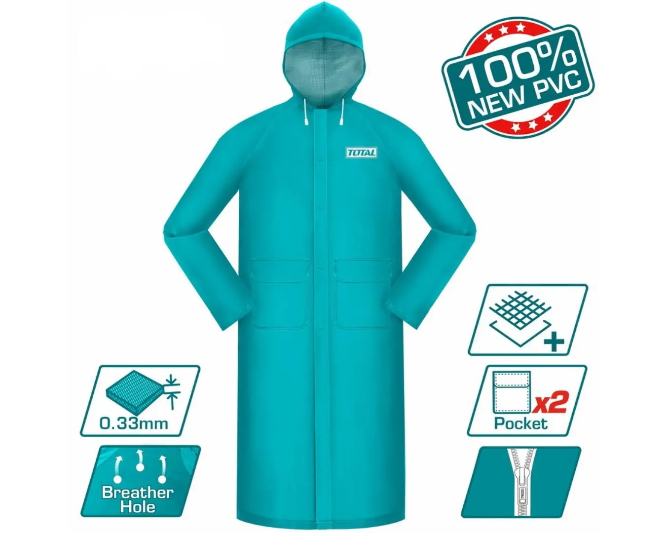 جاكيت مطري طويل (XL) طول 120 سم TOTAL
