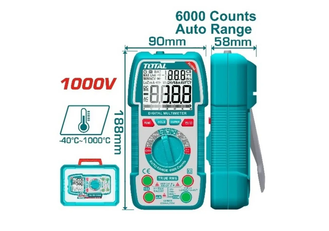 TMT5310004 - افو متر ديجتال 6000 عملية اتوماتيك 1000 فولت - مقومة + مكثفات + هرتز ماركة TOTAL