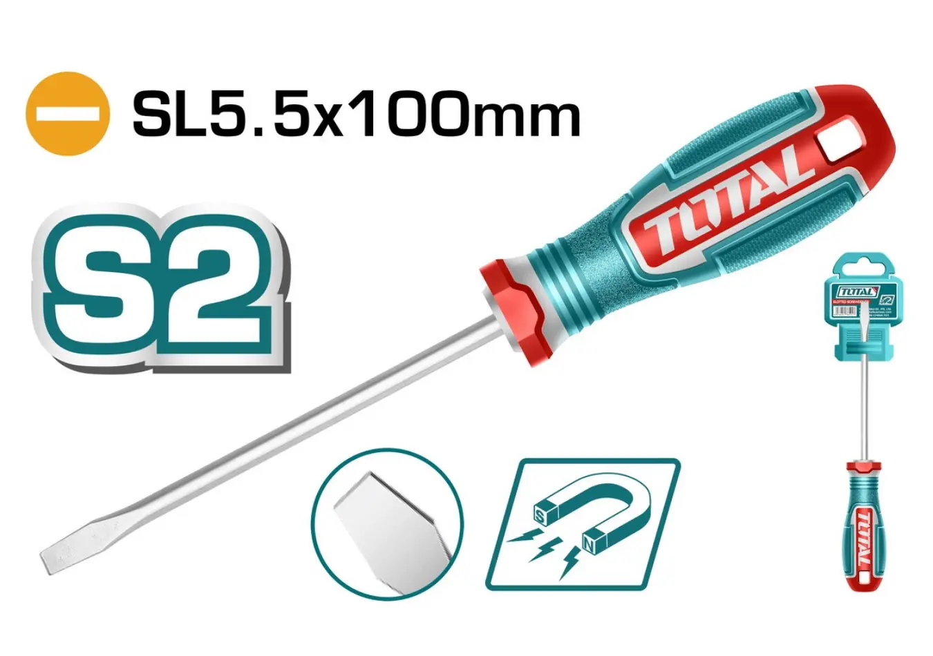 TSDSL5100 - مفك براغي شق S2 قياس sl4*100 مم ماركة TOTAL