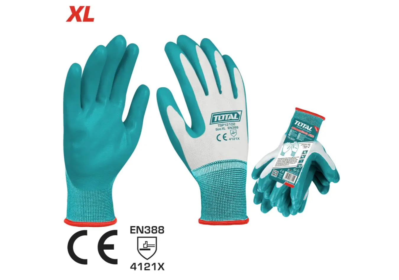 كف عمل مطاطي صناعي مطلي بالنتريل XL ماركة TOTAL