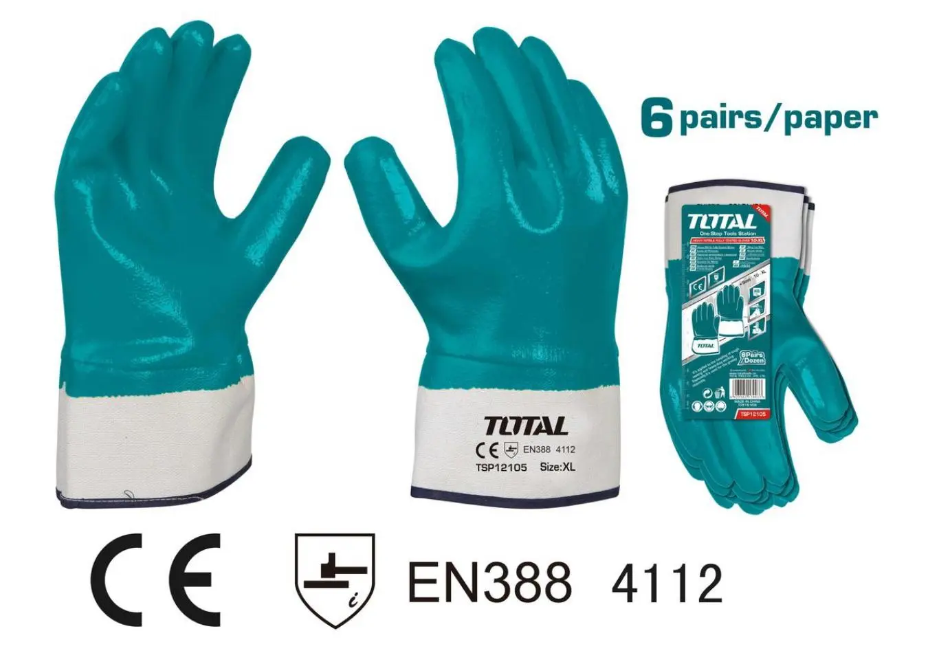 كف جلد خاص بالزيوت والمواد النفطية XL ماركة TOTAL Nitrile gloves