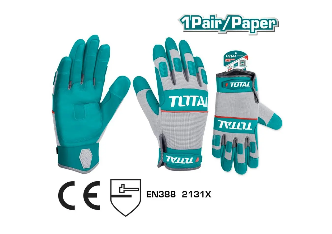 كف ميكانيكي مطاط XL (ميكرو فيبر) ماركة TOTAL (صناعي) Mechanic Gloves