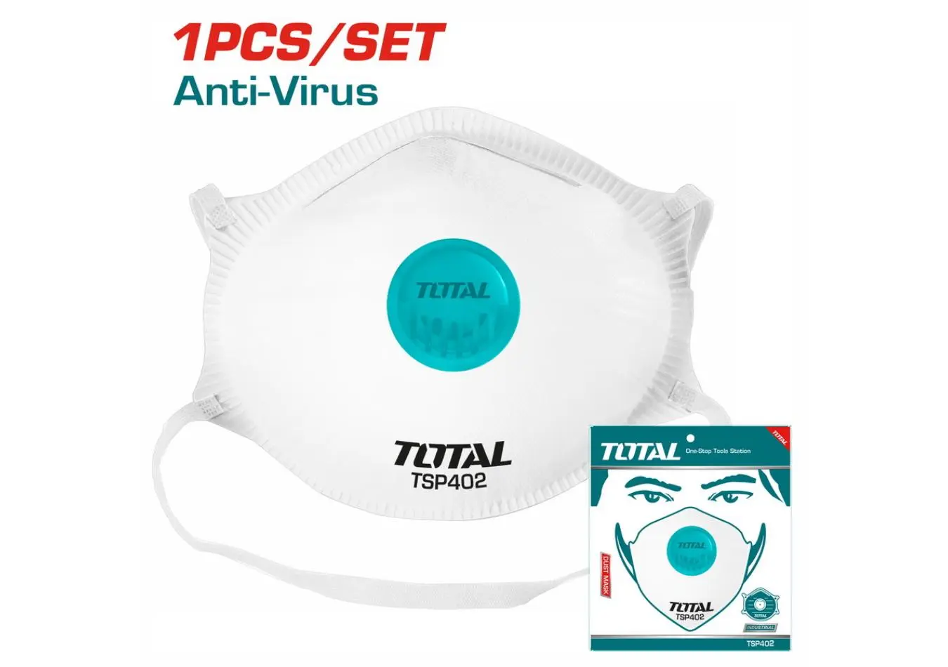 كمامة بيضاء مع صمام كربون 4 طبقات TOTAL
