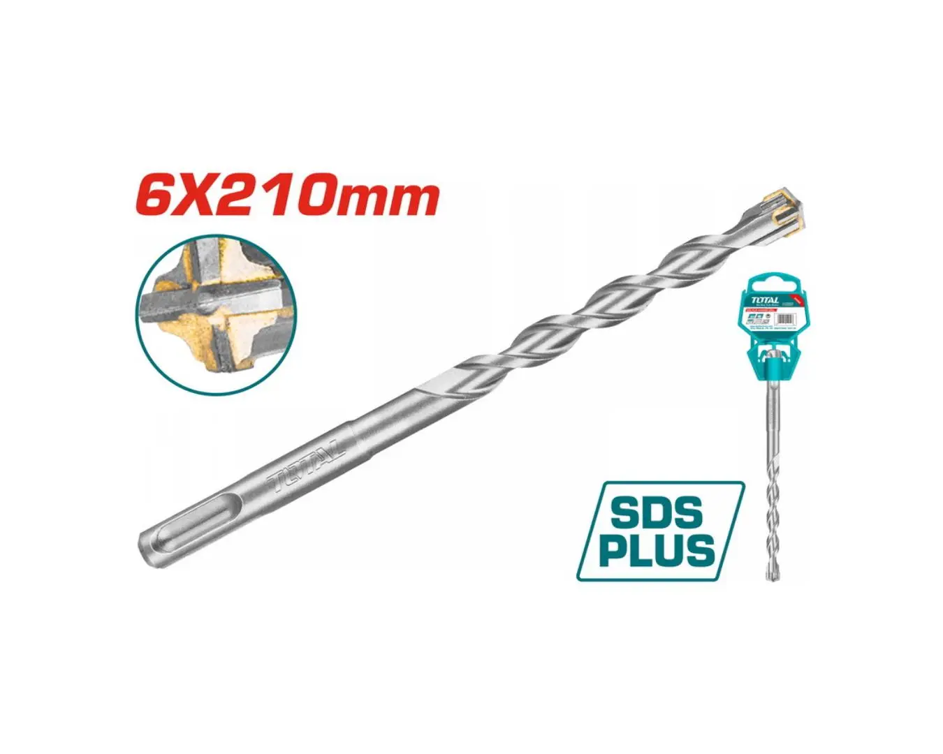 ريشة SDS PLUS 6 × 210 راس رباعي ماركة TOTAL