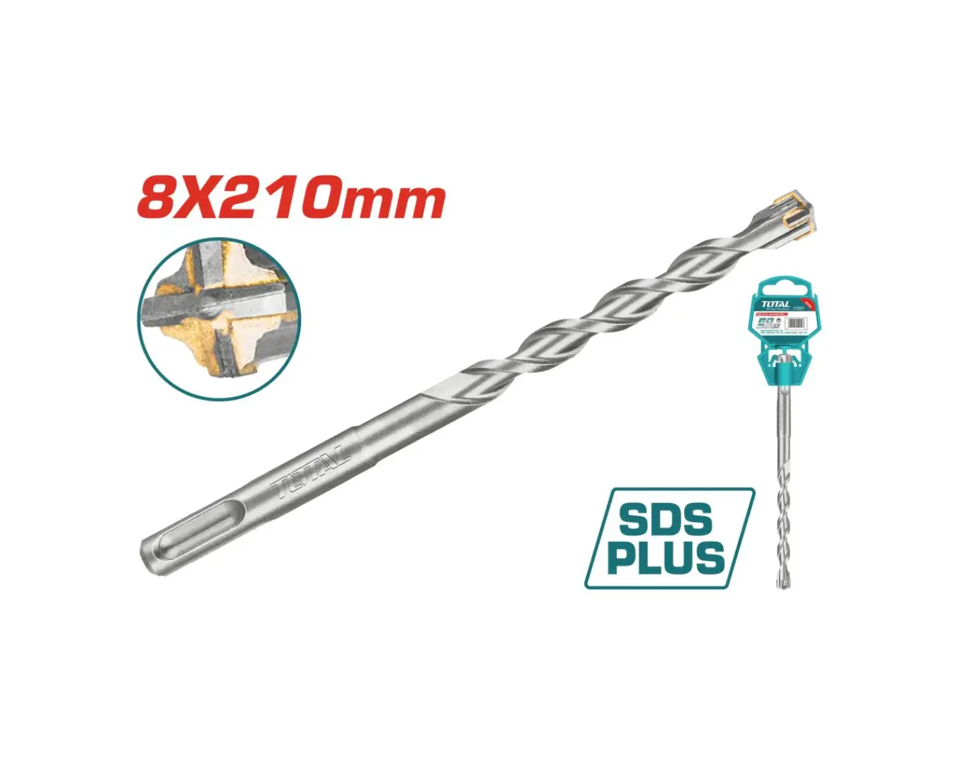 ريشة SDS PLUS 8 × 210 راس رباعي ماركة TOTAL