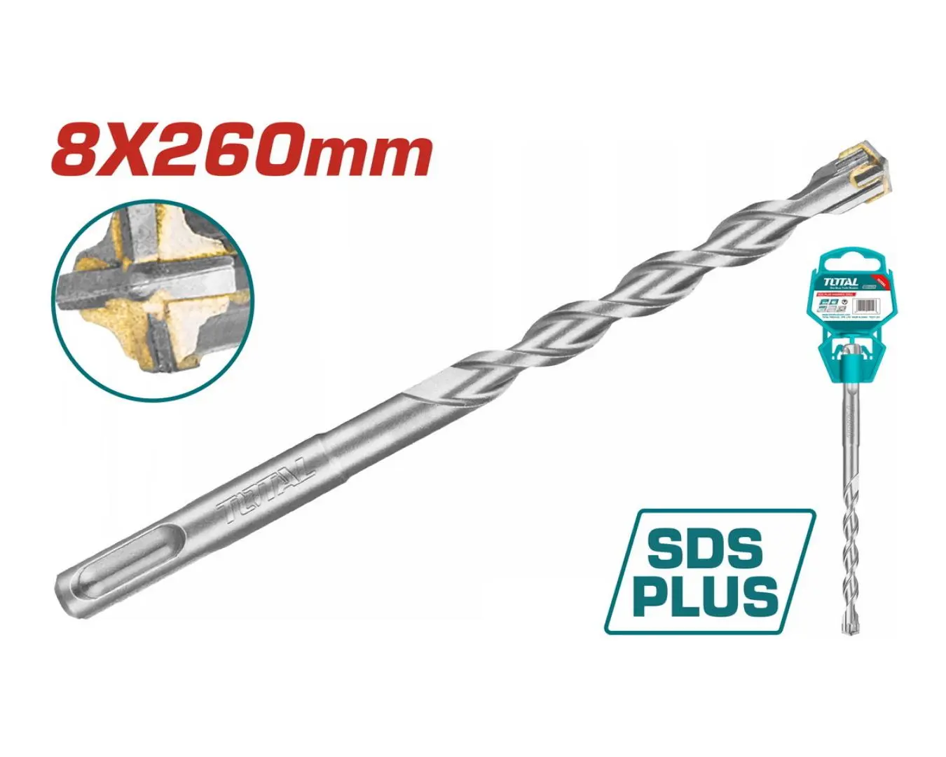 ريشة SDS PLUS 8 X 260 راس رباعي ماركة TOTAL