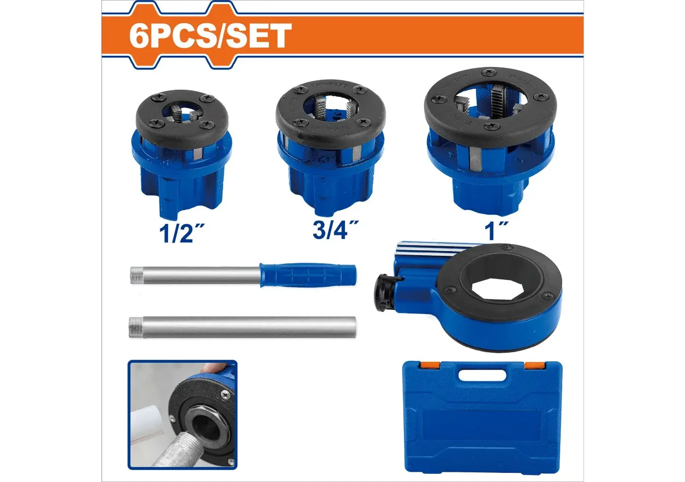 طقم حدايه بواري صحية ,1/2",3/4",1", علبة بلاستيك ماركة WADFOW