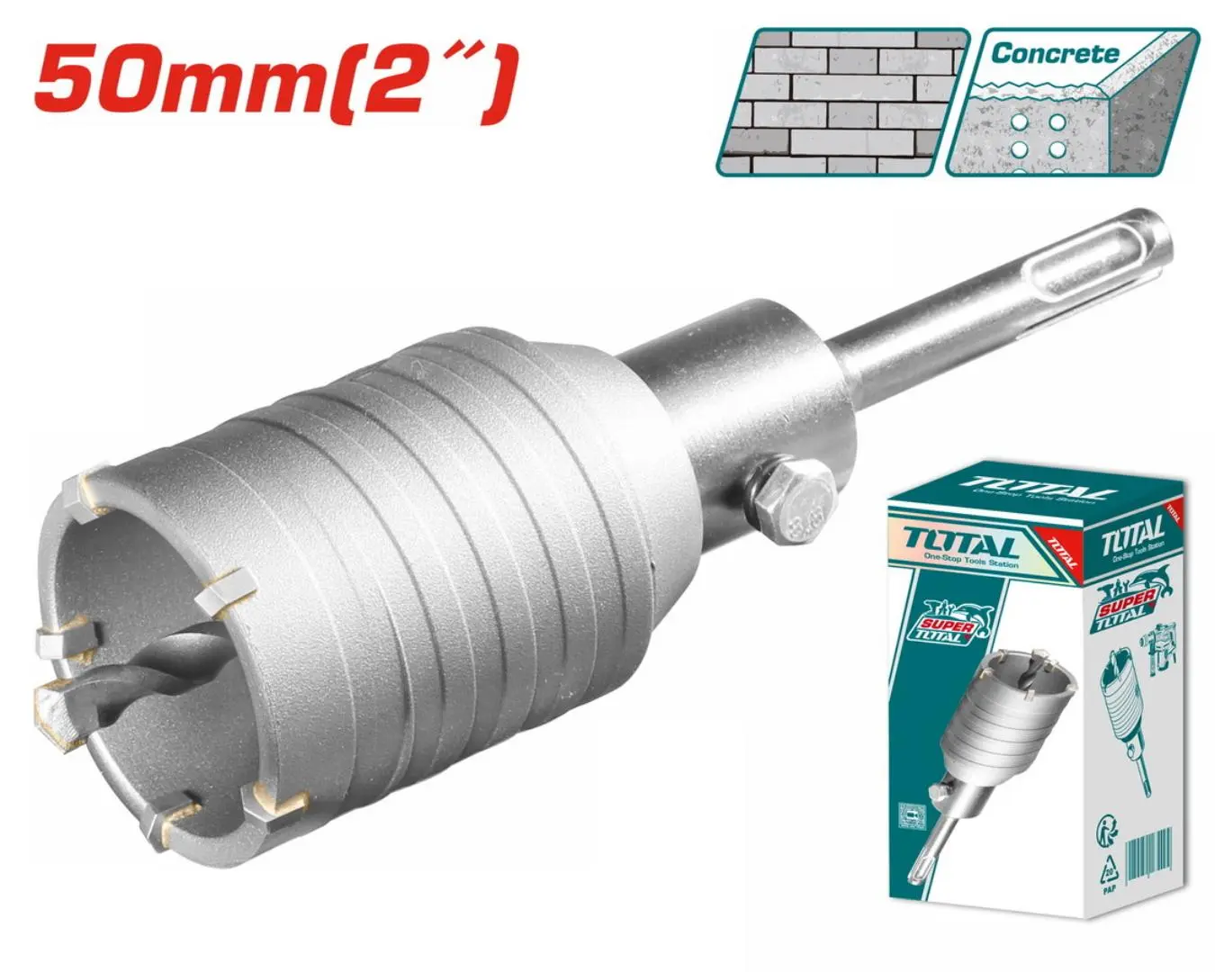 TAC430501 - كاس حفر باطون قياس 50 مم TOTAL مع حامل sds