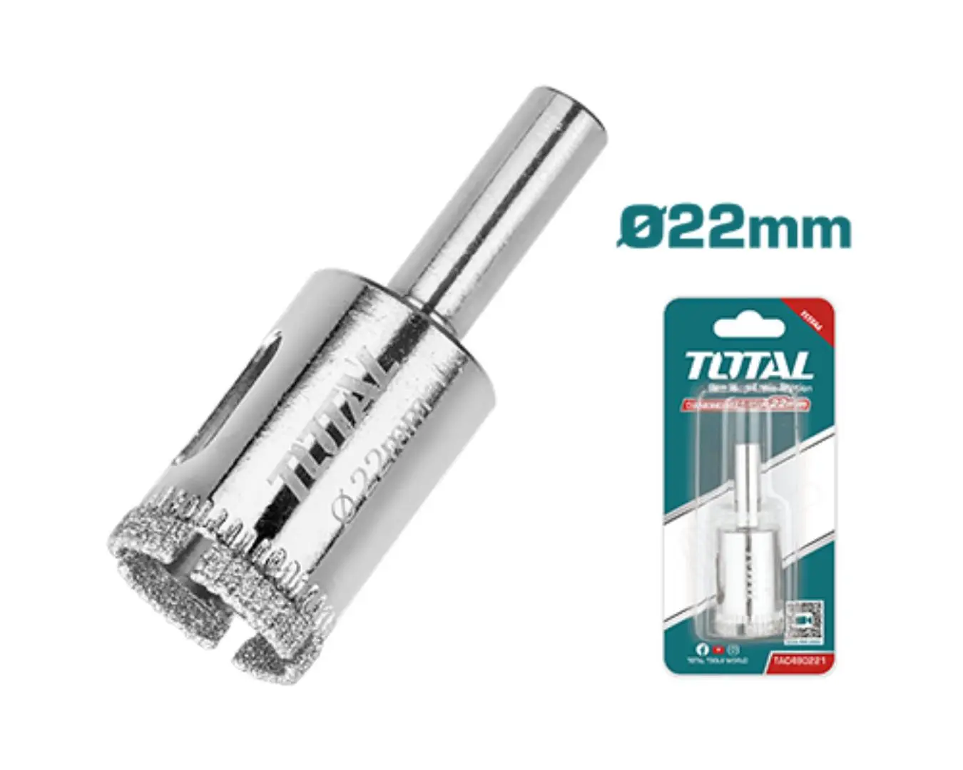 كاسة حفر زجاج +سيراميك +قرميد الماس 22 مم ماركة TOTAL