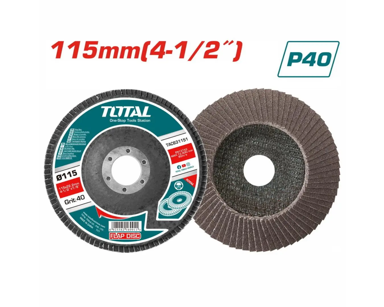 حجر جلخ حف موج P40 معدن 4.5انش TOTAL
