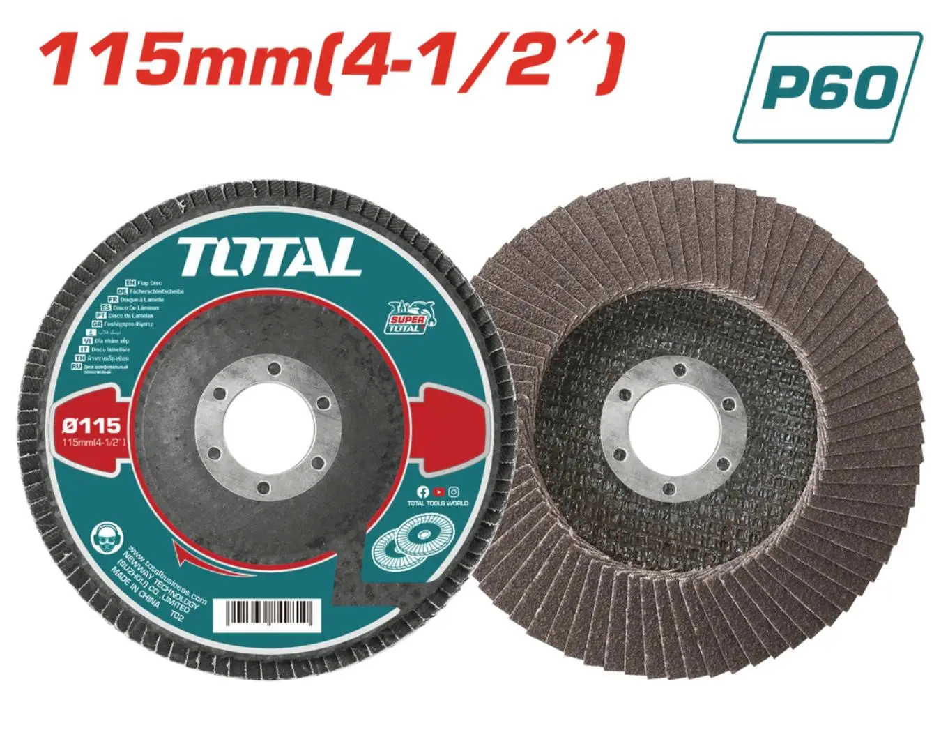 حجر جلخ حف موج P60 معدن 4.5انش TOTAL