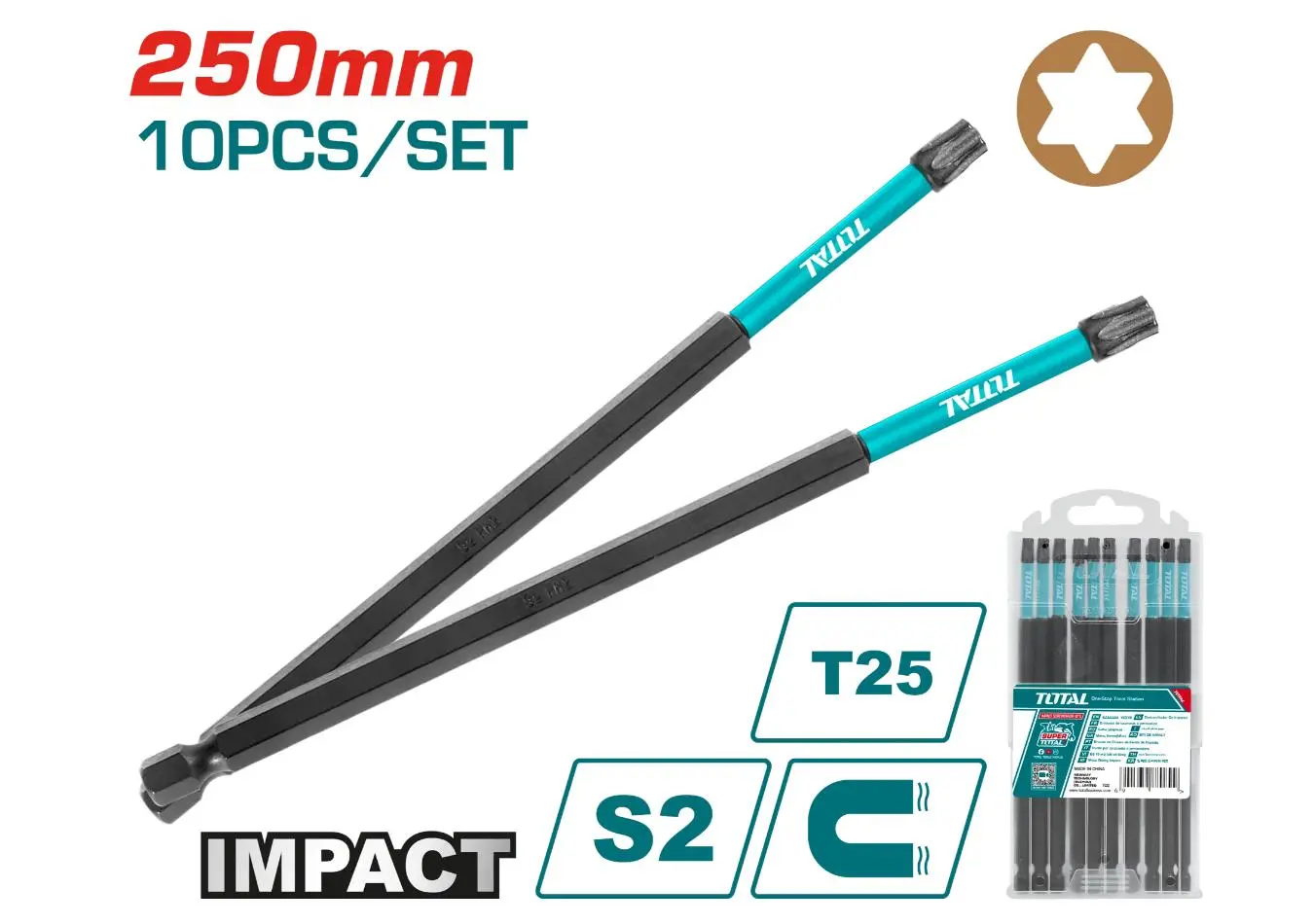 TACIM16T25103 - راس شد طرق مشرشر T25*250 علبة 10 قطع ماركة TOTAL