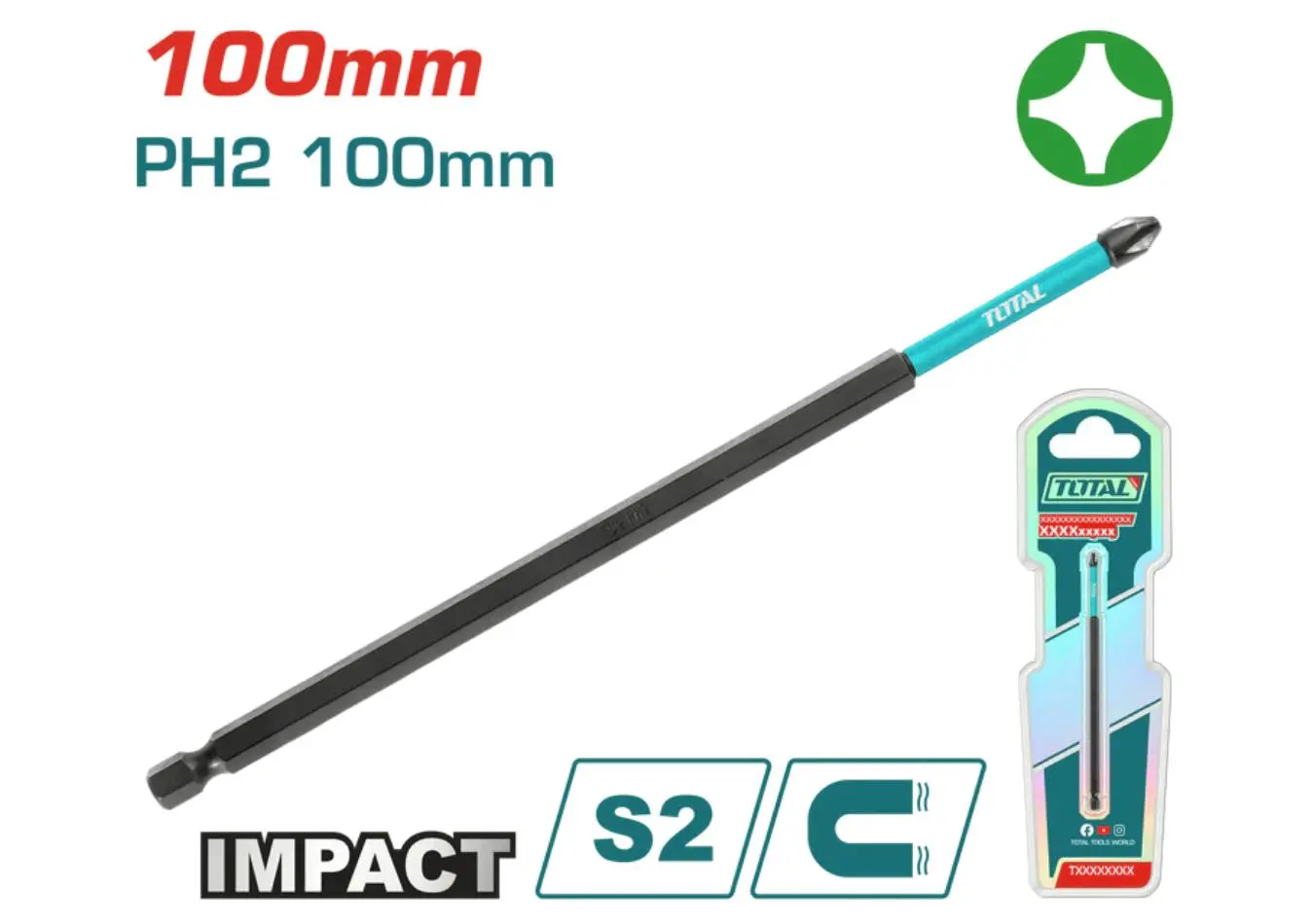 TACIM71PH2100 - راس شد طرق مصالب PH2*100 مم ماركة TOTAL