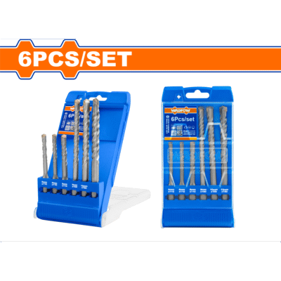 طقم ريش باطون 6 قطع ريش SDS PLUS ضمن علبة بلاستيك WADFOW