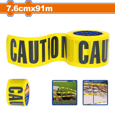 شريط تحذيري للطرقات والمشاريع (CAUTION) لون اصفر طول 91 متر عرض 76 مم سماكة 0.3 مم ماركة WADFOW