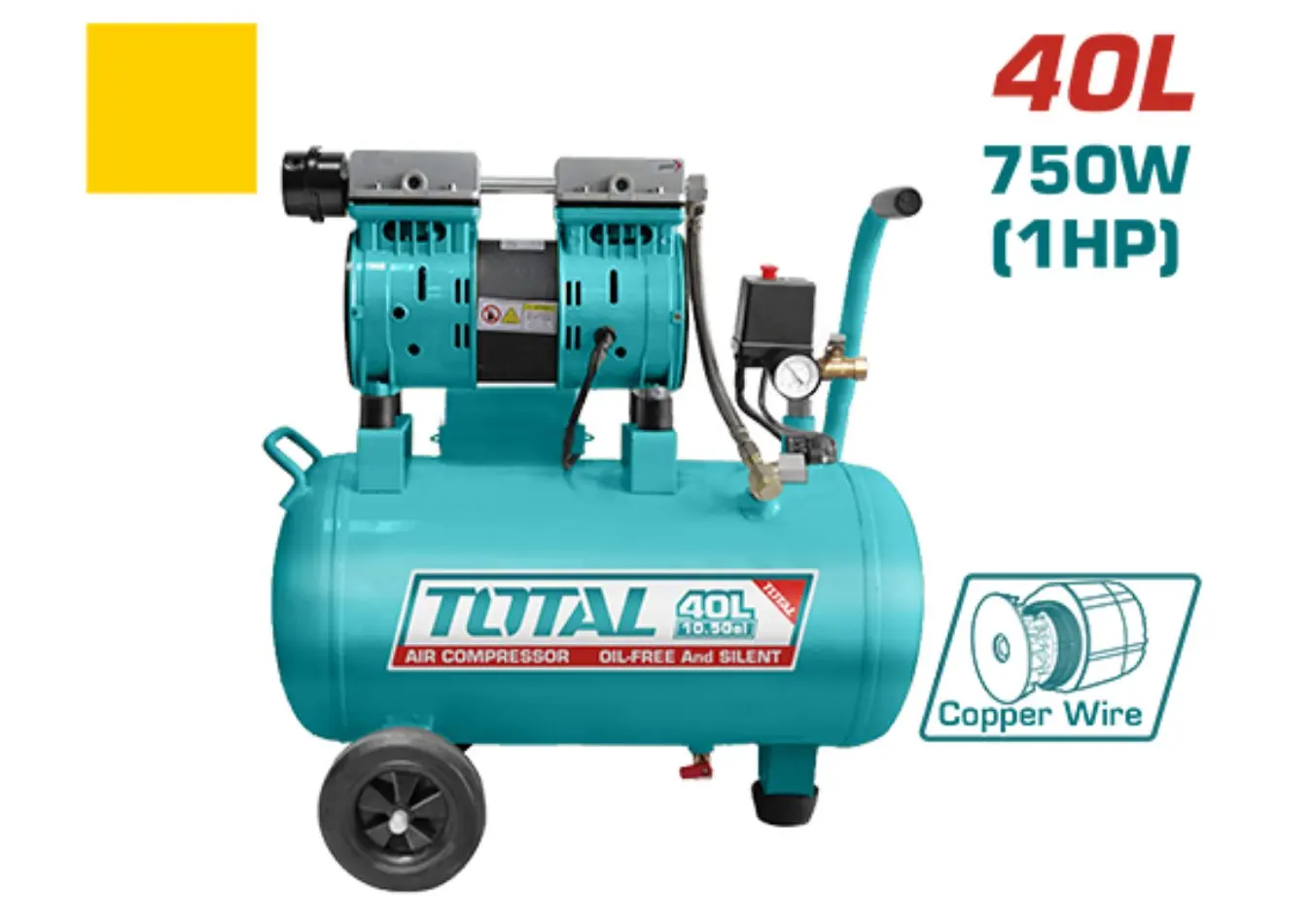 كمبرسور ضاغط هواء 40 لتر صامت 750 واط TOTAL