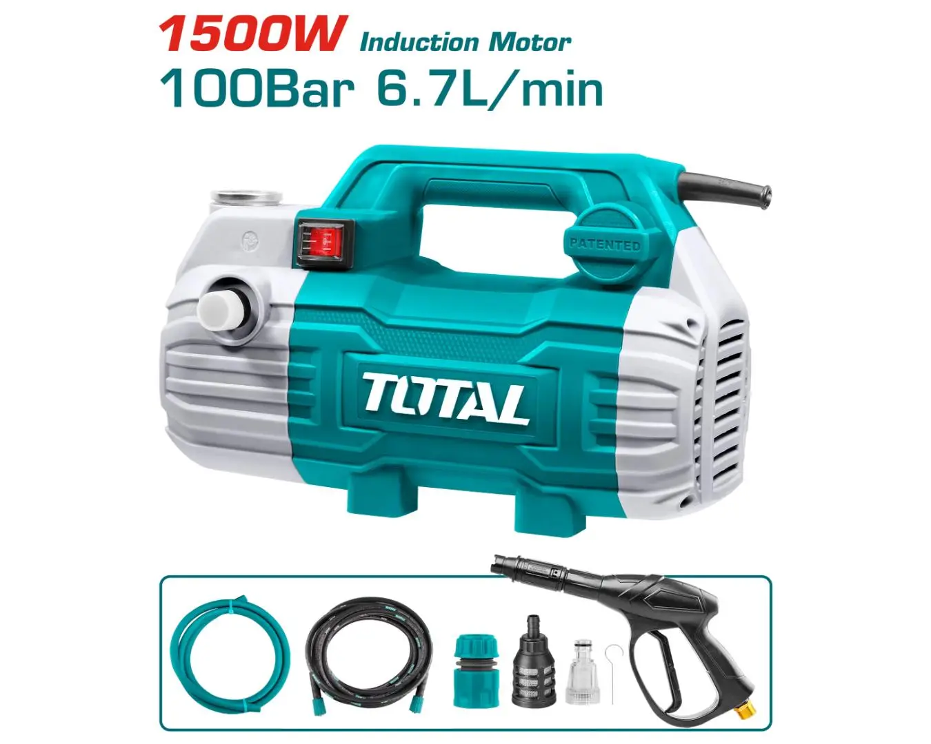 TGT11236 - مغسل سيارات 1500 واط 100 بار محرك صناعي ملف نحاس TOTAL
