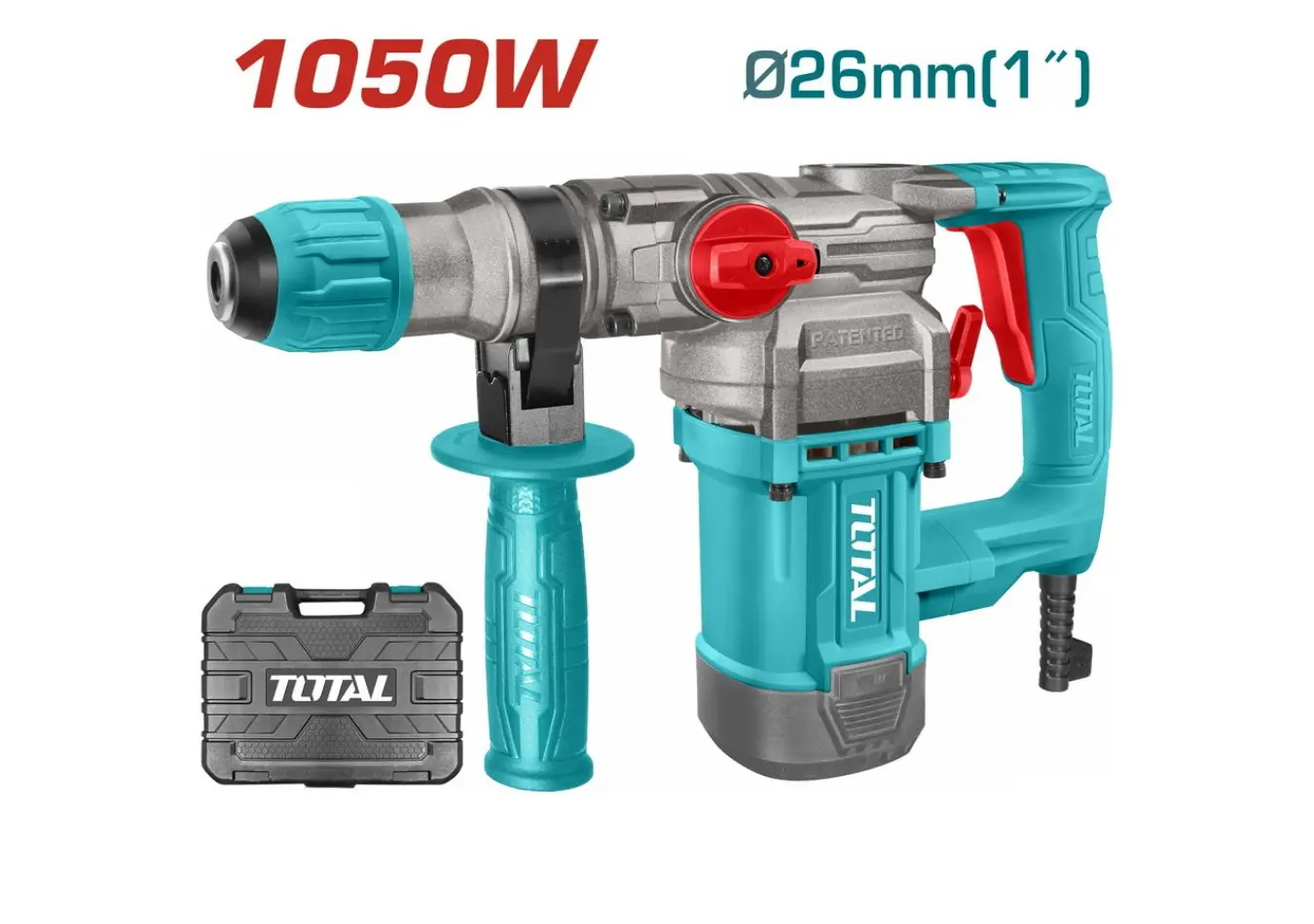 TH110266 - كسارة دق برم 1050 واط 26 مم SDS PLUS حقيبة بلاستيك موديل حديث ماركة TOTAL