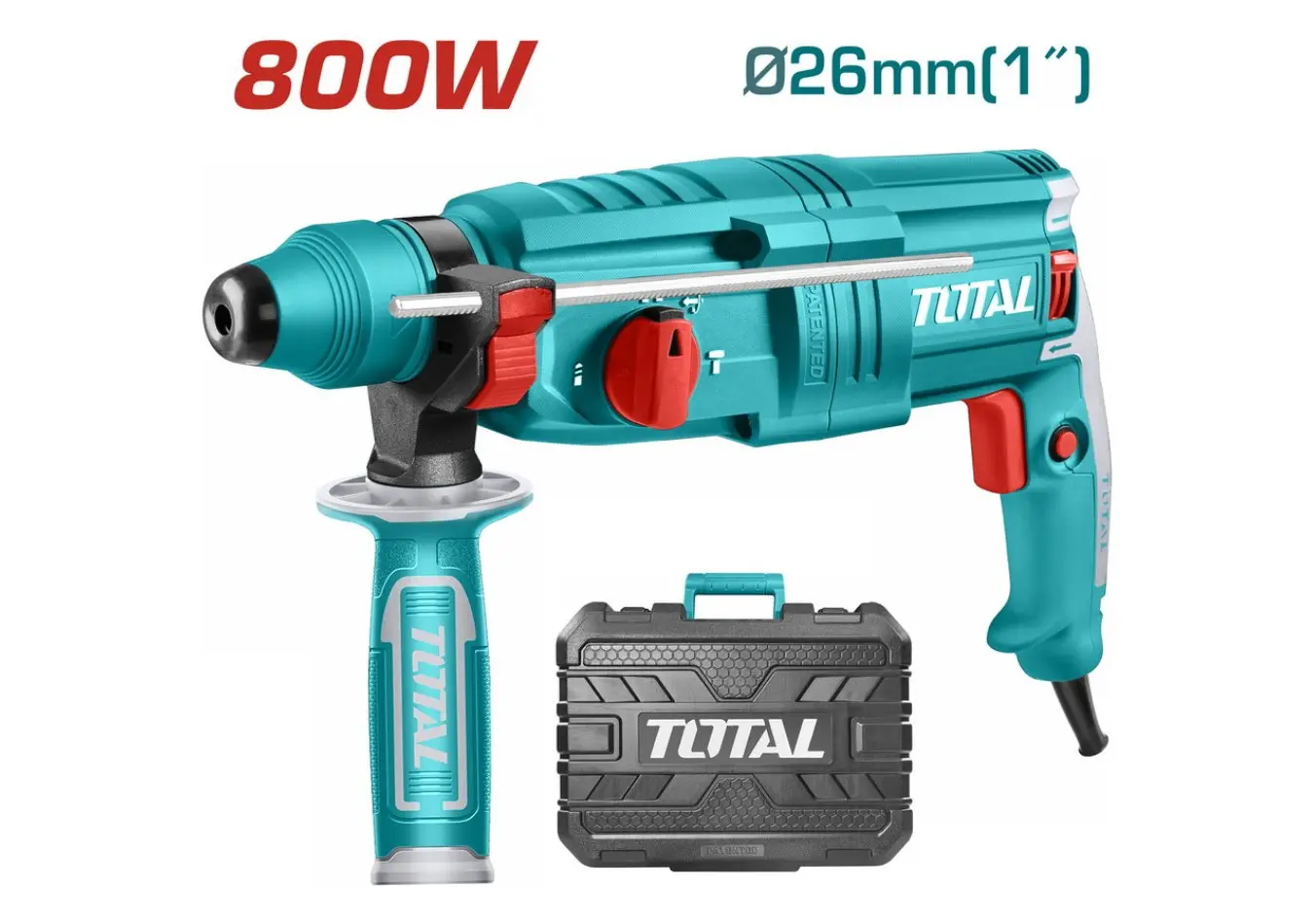 TH308268 - مثقب 800 واط 26 مم 2.5 جول SDS PLUS +اكسسوارات ضمن حقيبة بلاستيك TOTAL